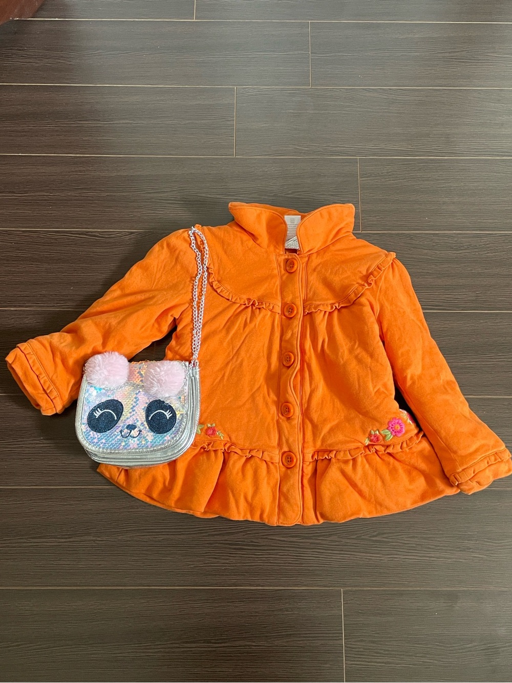 Gymboree Orange Ruffle Button Front Girls Jacket
Free purse